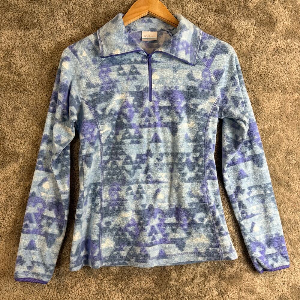 Columbia Fleece Blue Quarter Zip Fleece Pullover Jacket Sweater Women S Small